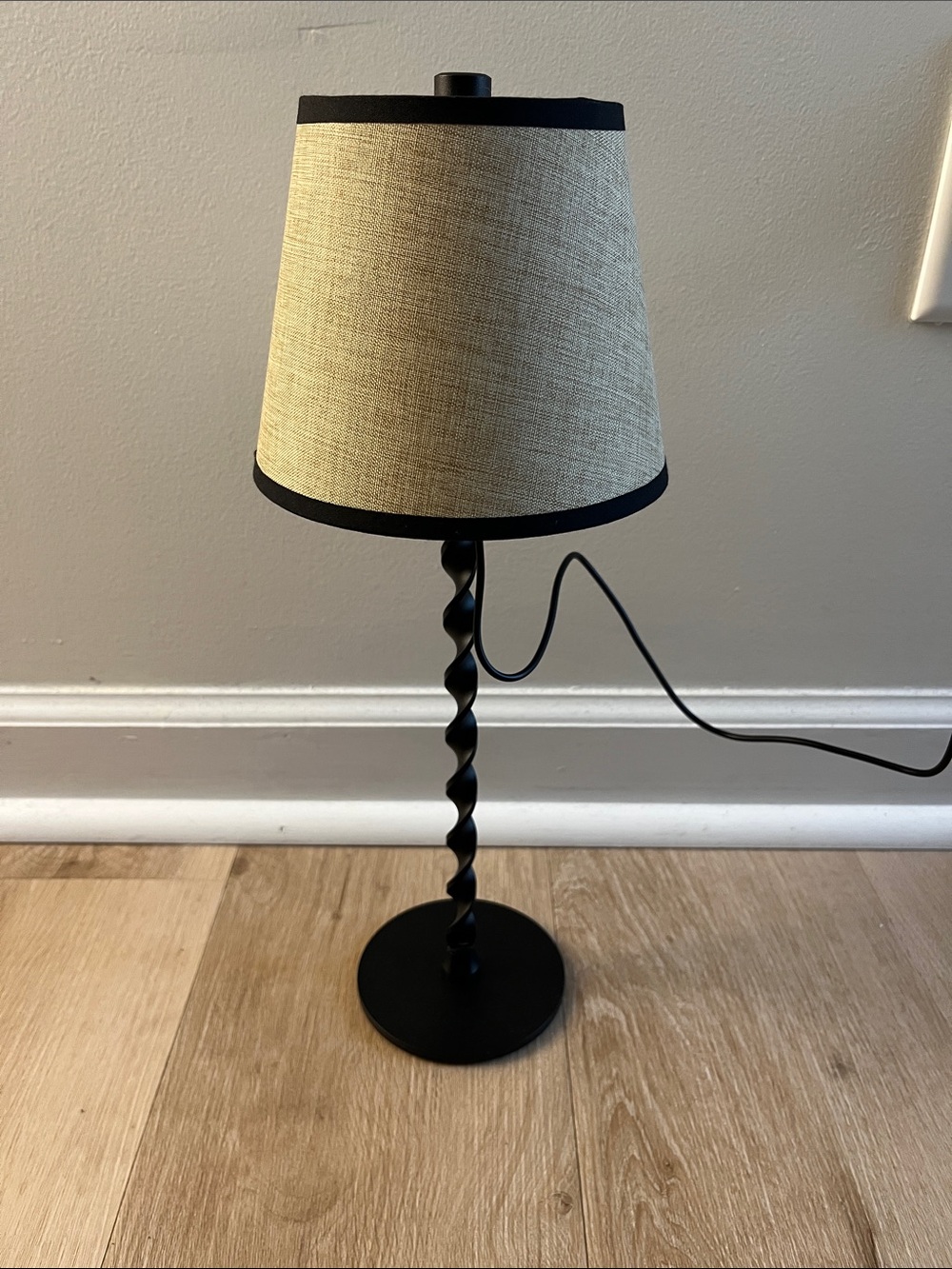 Rechargeable Table Lamp - Beige Shade, Black Base